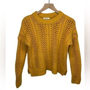 Madewell Windemere Pointelle Pullover Sweater Gold size XS